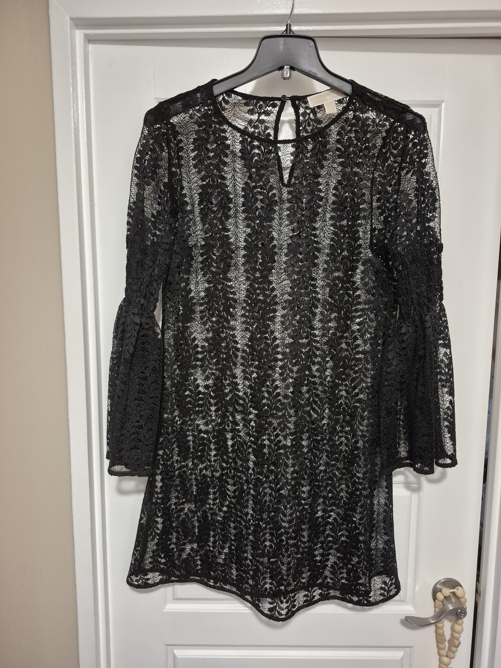 Michael Kors Black Lace Bell-Sleeve Dress